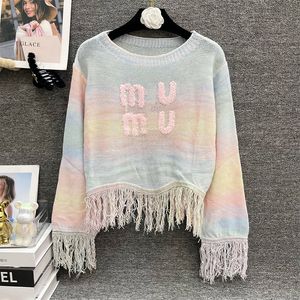 Dames Trui Persoonlijkheid Herfst Kwastjes Stereogram Puur Tie Dyed Gat Streep Warm Zacht in de Winter Thuis Uitgehold Bezorgservice 40-60KG