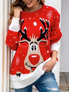 Damessweater Feestelijk Rendier Kerst Gezellige kersttrui met lange mouwen en ronde hals voor meisjes en dames 231012