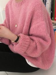 Dames truien 10 kleuren roze dames trui wintertruien pullover vrouwelijke breien overszie lange mouw los gebreide bovenkleding wit 230223
