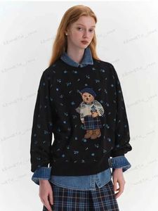 Pulls pour femmes 100% coton Sweat-shirt imprimé floral pour femmes hiver épais hauts t-shirts couleur noire sweats à capuche surdimensionné lâche y2k T240129