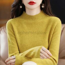 Suéteres de mujer Suéter de cachemira de lana merina 100%, suéter tejido para mujer, jerseys de manga larga con cuello alto, ropa de otoño e invierno, Tops cálidos zln231127