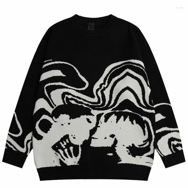 Pulls pour femmes 2000 s automne Hip Hop graphique Streetwear KniBlack blanc pull pull Harajuku coton Goth crâne Y2K femmes