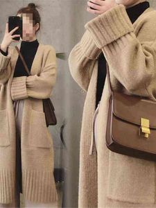 Suéteres de mujer 2022 suéter para mujeres chaleco de cachemira tejido maxi largo otoño bolsas de invierno coreano Japón mujeres chalecos streetwear j220915