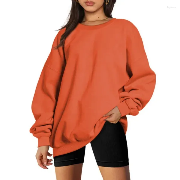 Suéteres para mujer, suéter de otoño e invierno, camisa deportiva informal de Color sólido, jersey de cuello redondo de manga larga, ropa Y2k 2023