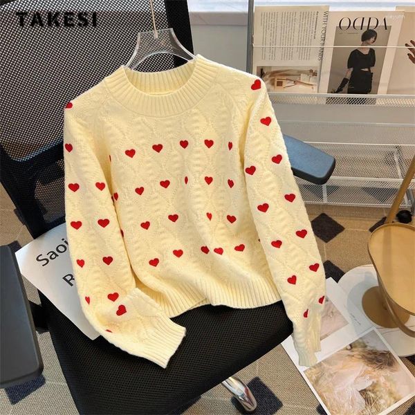 Pulls pour femmes 2023 Automne Hiver Casual Sweet Jumpers Tricot à manches longues Zipper Pulls Femmes Loose Fit Imprimer Knitwear Pull Top