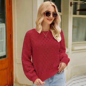 Pulls pour femmes 2023 Automne Hiver Vêtements Pull à col rond pour femmes Vin Rouge / Beige / Bleu Marine Lâche Casual Pull Tricoté Mode