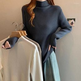 Pulls pour femmes 2023 automne/hiver grand demi-col haut en tricot grosse soeur lâche pull décontracté bas chaud