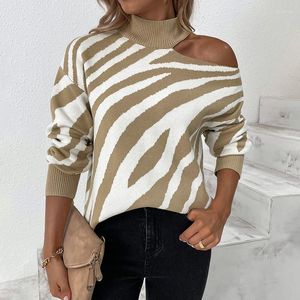 Vrouwen Truien 2023 Herfst Winter Vrouwen Buitenlandse Handel Off-Shoulder Tijger Trui Blusa De Frio Feminina Trui