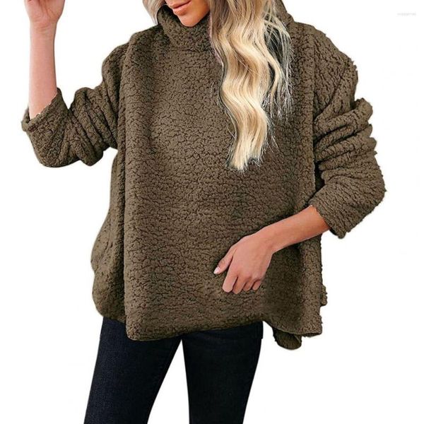 Suéteres para mujer, Otoño Invierno 2023, suéter de cuello alto para mujer, jersey de lana esponjosa, Tops cálidos informales a la moda para mujer, ropa de calle