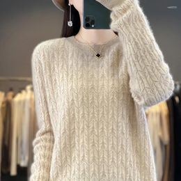 Suéteres de mujer 2023 Otoño/Invierno suéter de cachemira de lana moda cuello redondo Jersey de punto suave cómodo Top coreano femenino