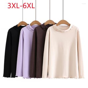 Dames Truien 2023 Dames Herfst Winter Plus Size Tops Voor Vrouwen Grote Lange Mouwen O-hals Paars Dieptepunt Shirt 3XL 4XL 5XL 6XL