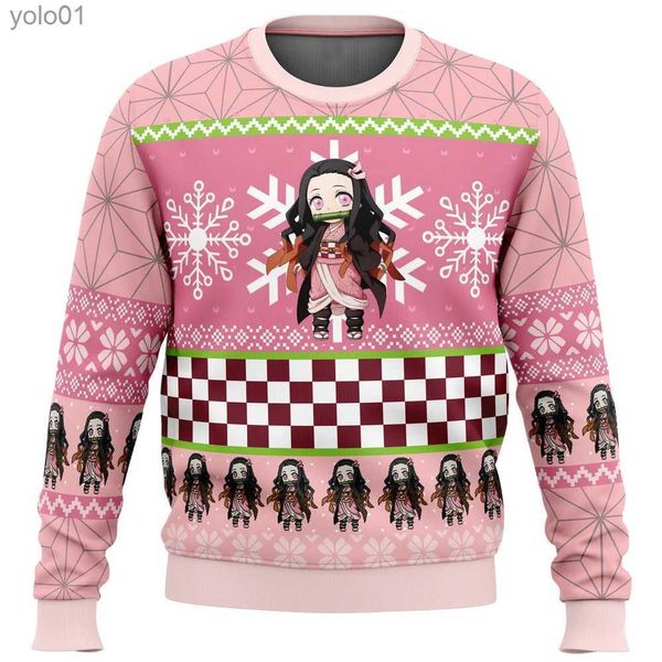 Suéteres de mujer 2023 Nuevo Demon Killer Ugly Christmas Sweater Regalo Papá Noel Jersey Sudadera 3D para hombre y top Ropa de otoño/invierno L231107