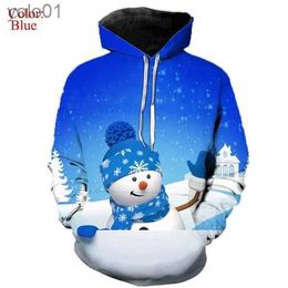 Pulls pour femmes 2023 Nouveaux styles de Noël bonhomme de neige 3D impression numérique pull à capuche pour hommes femmes bonhomme de neige imprimer décontracté à capuche l231107