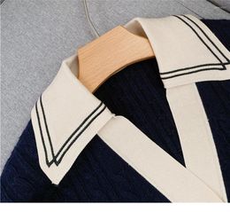Женские свитера 2023, трикотаж с v-образным вырезом и цветными блоками, классический роскошный простой свитер с длинными рукавами, осень-зима
