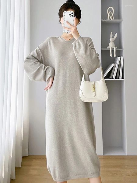 Suéteres para mujer 2023 Blanco de punto de manga larga con capucha Jerseys Mujeres Elegante Casual Suéter Vestido Otoño Invierno Grueso Cálido Top de lujo