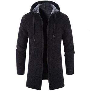 Dames Truien 2023 Winter Fleece Vest Heren Dikke Capuchon Lange Sweaterjas Mannelijke Warme Gebreide Trui Jassen Causaal Uitloper Windjack 230825