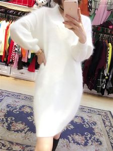 Suéteres de mujer 2023, jerséis de Cachemira de visón de Angola esponjosos para mujer, vestido de suéter de punto, venta al por mayor, tamaño personalizado Z555