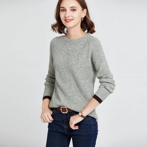 Dames truien 2024 herfst winter gebreide trui vaste kleur casual fit pullover lange mouw o nek