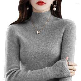Pulls pour femmes 2024 automne hiver femmes pull demi-col haut tricot pull à manches longues qualité chaude mince modetops
