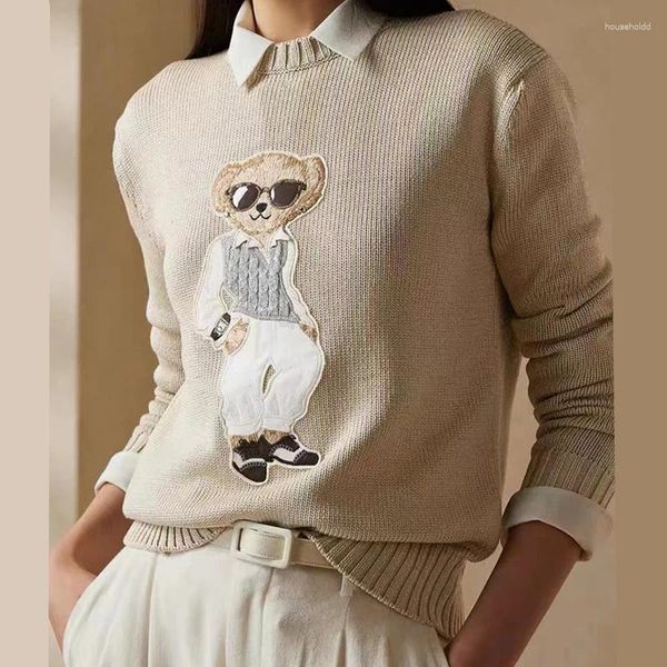 Pulls pour femmes 2024 Bear Sweater Vêtements d'hiver Mode Tricoté Unisexe Pull Col Rond Coton Laine Cachemire Jumper