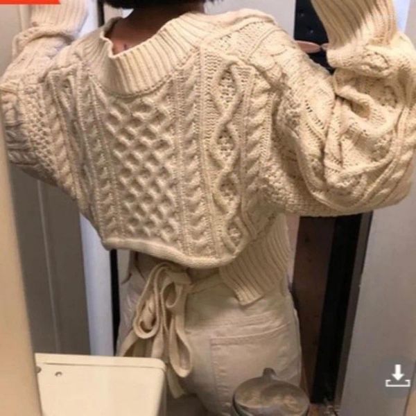 Sweaters de mujer 2024 Sweater japonés de encaje dulce up ups mujeres lindas sexy espalda irregular en v-cañón de manga larga