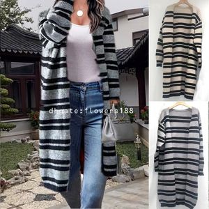 Pulls pour femmes 2024 Long Cardigan Solide Femmes européennes et américaines Tricots Cardigan Pull Femmes