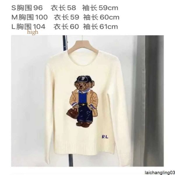 Pulls pour femmes 2024 Nouveaux Polos T-shirt Rl Little Bear Brodé Coton Mélangé Tricots Col Rond Pull Pull Polyvalent Mode Topp1a13 59