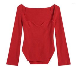 Chandails pour femmes 2024 printemps et automne saison sexy à la mode coupe mince élégant hors épaule bas pull tricoté pour les femmes