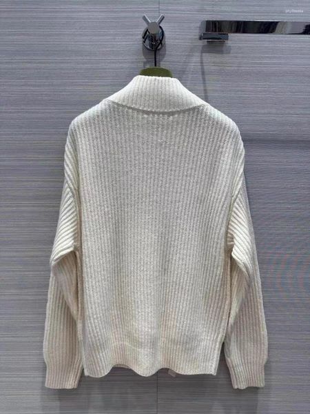 Suéteres de mujer 23 PRE Otoño Temperamento Cuello en V Suelto Tejido con cordones Suéter de cachemira