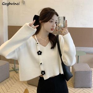 Suéteres para Mujer, jerséis con flores en 3D, jerséis recortados para Mujer, diseño dulce Irregular, Sexy, elegante, Ulzzang, a la moda, informales, básicos para Mujer, fáciles de combinar