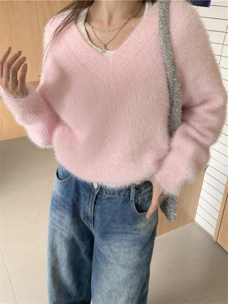 Panels pour femmes Alien Kitty Gentle Slim Soft V-Neck Tricots Treovers Pilluches Winter Mujer Chic Loose Normcore Office Lady