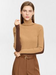 Suéteres de mujer AMII suéter minimalista de cuello alto para mujer 2023 contraste de Color otoño ajustado Top de punto Base femenina jerseys empalmados 72343024