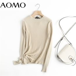 Suéteres de mujer AOMO Mujeres Moda Sólido Twist Lana Punto Suéter Jumper O Cuello Femenino Jerseys Chic Tops 6D123A 220916