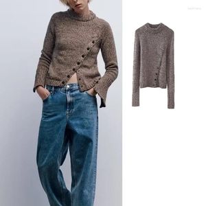 Pulls pour femmes Pull à boucle asymétrique pour femmes Pull tricoté Femme Automne Hiver 2023 Manteau décontracté à manches longues