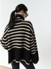 Les pulls pour femmes en mode Sweter Berkerah Tinggi Bergaris Wanita Atasan Jumper Longgar Desain Musim Gugur Musim Dingin Baru Mujer 221006