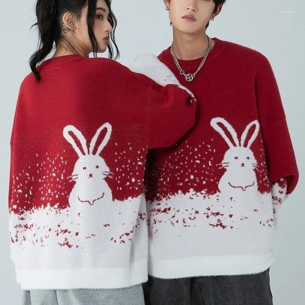 Suéteres de mujer Otoño e Invierno suéter rojo con copo de nieve prendas de punto de Navidad ropa de año