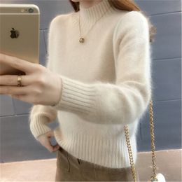 Pulls aux femmes Pullmère en cachemire automobile Femme Femme Hiver Wool Mohair Velvet Fleece Soft Elasticity Pullover Casual That Warm Loose Bullers 230306