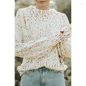 Pulls pour femmes Automne Coloré Dot Pull À Manches Longues Haut Pour Le Sens Du Design Pull Tricoté Femmes