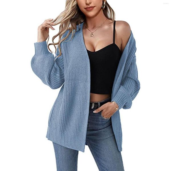 Femme Pulls Automne Couleur unie Version Ample Manches Courtes Longue Eté Pour Femme Avant Ouvert Cardigan 3x