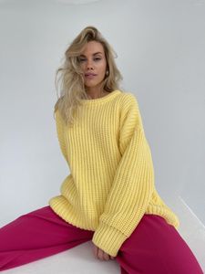 Pulls pour femmes Automne Hiver 2023 Pull surdimensionné Jaune Violet Vert Orange Pull Femmes O-Cou Manches Longues Lâche Tricoté