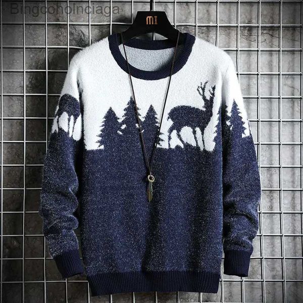 Chandails pour femmes Automne Hiver Pull De Noël Hommes Pulls Cerf Imprimer Chandails Tricotés Unisexe Homme Femme Drôle De Noël SweaterL231010