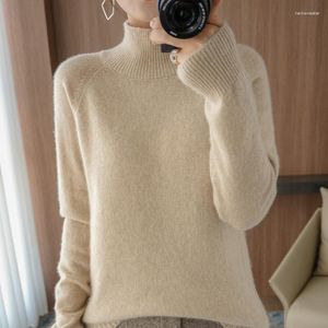 Pulls pour femmes automne/hiver femme pull laine col roulé femmes pull ample épais décontracté tricot chemise de fond