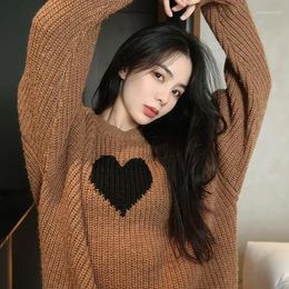 Suéter feminino outono/inverno japonês amor café suéter feminino top estudante solto estilo preguiçoso engrossado versátil outerwear malhas