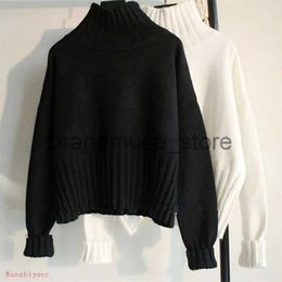 Pulls aux femmes Automne tricot noir Pull blanc blanc femme coréen chaude à col roulé à manches longues pull en couchage féminin