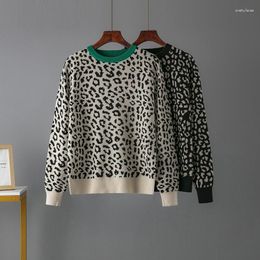Pulls pour femmes automne hiver pull tricoté femmes surdimensionné femme léopard Jacquard pull mode élasticité laine mélanges pull