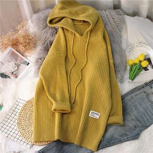 Pulls pour femmes automne hiver pull surdimensionné femmes mode à capuche à manches longues pull tricoté haut décontracté manteau ample