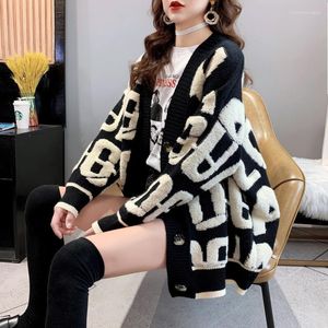 Dames truien herfst winterstijl luie windbreien vest-vest trui met losse kasjmier dikke dikke vreemd ogende jas oversized