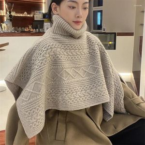 Pulls pour femmes Automne Hiver Col roulé pour femmes 2023 Coréen Fashion Designer Pull Mujer Écharpe Poncho Hiver Femme