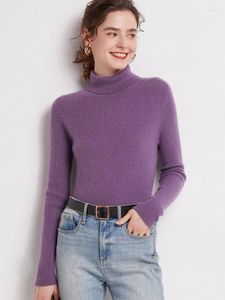 Pulls pour femmes Automne Hiver Femmes Turtleneck Pull Pull Laine Mérinos Basique Doux Chaud Slim Cachemire Tricots Femme Vêtements Tops