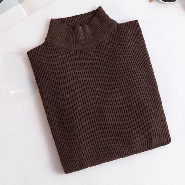 Pulls pour femmes Basic Soft Turtleneck Femmes Spring Elastic Slim Fit Knit Jumpers Femme à manches longues Pull à fond